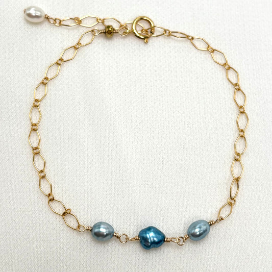Blue Tahitian Keshi Pearl Bracelet