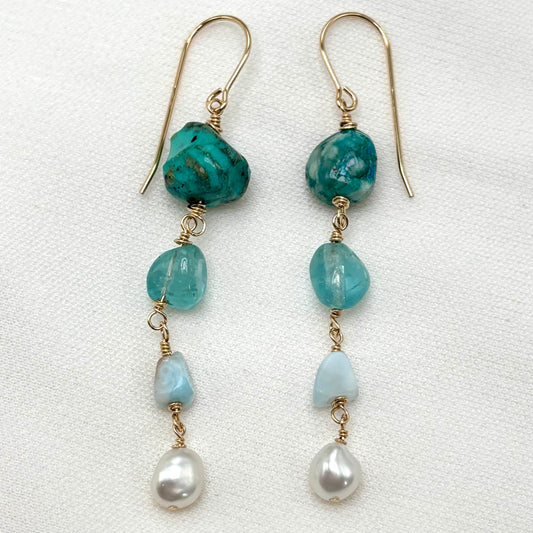 Chrysocolla Wave Earrings