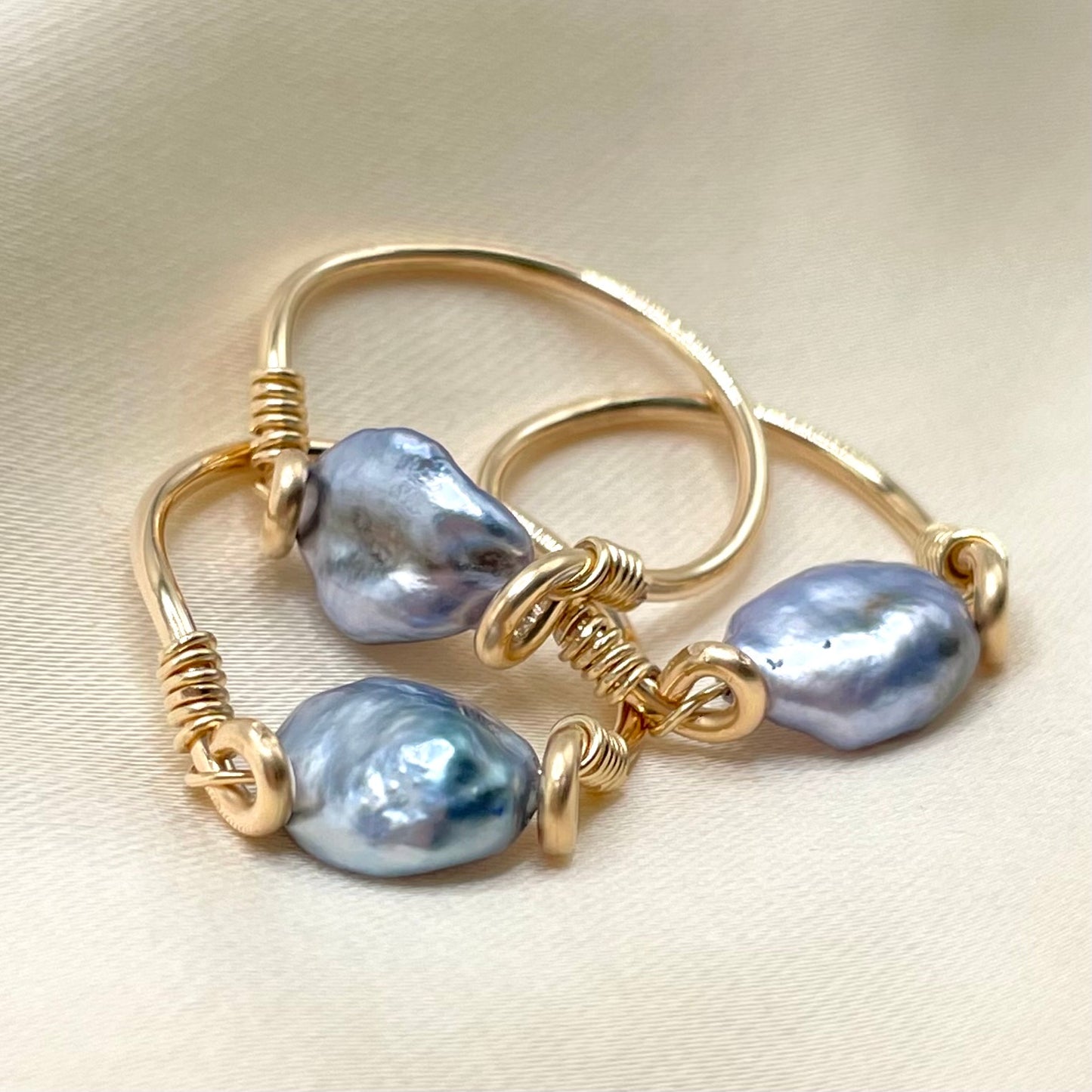 Periwinkle Tahitian Keshi Pearl Ring