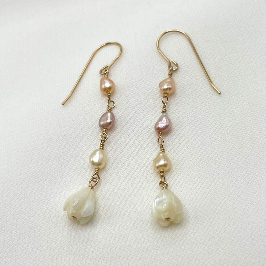 Pink Keshi Pearl Pikake Earrings