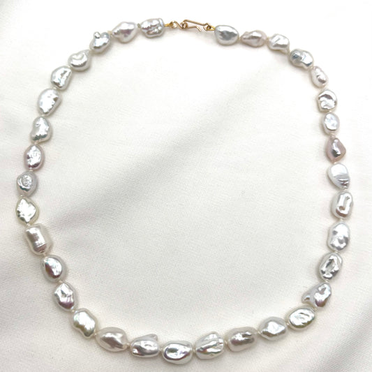 White Keshi Pearl Strand Necklace