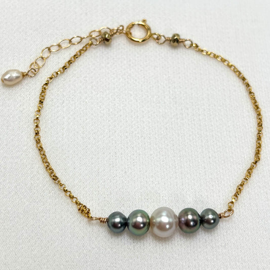 Multi Color Tahitian Keshi Pearl Bracelet