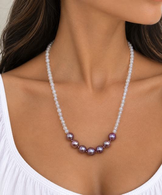 Moonstone Edison Pearl Jewel Strand Necklace
