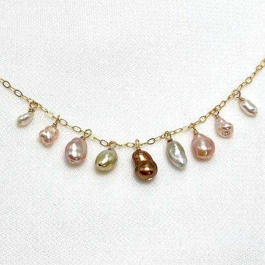 Sunrise Keshi Pearl Charm Necklace