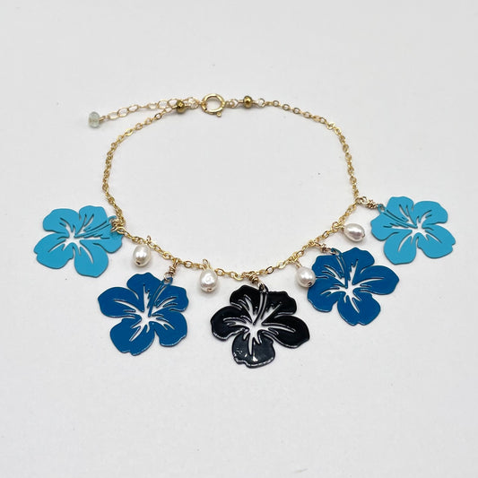 Blue Ombré Hibiscus Bracelet