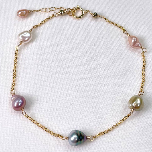 Summer Rainbow Keshi Pearl Bracelet