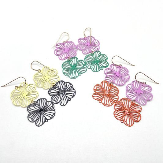 Two Tone Flower Earrings