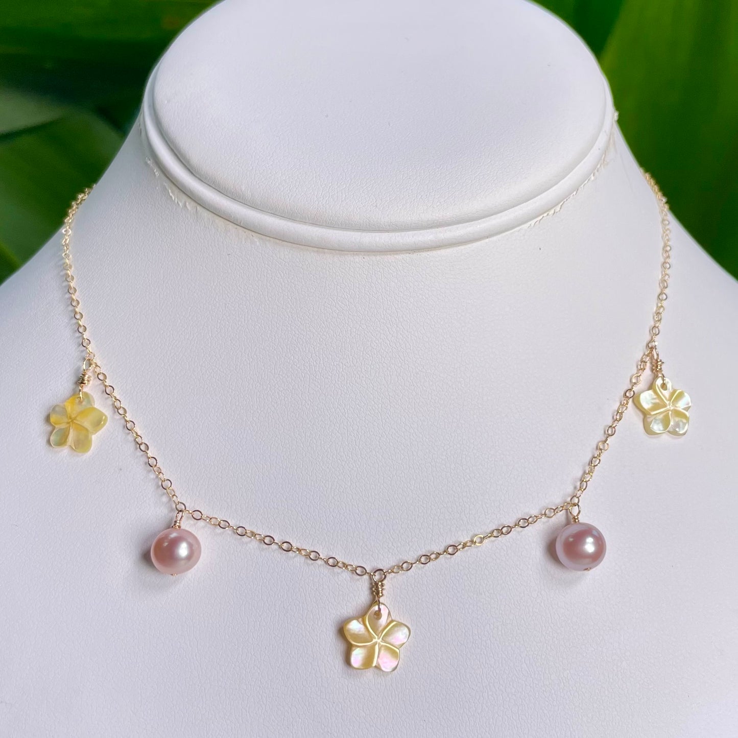 Pink Pearl Pua Charm Necklace