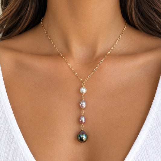 Pink Ombré Keshi Tahitian Pearl Necklace