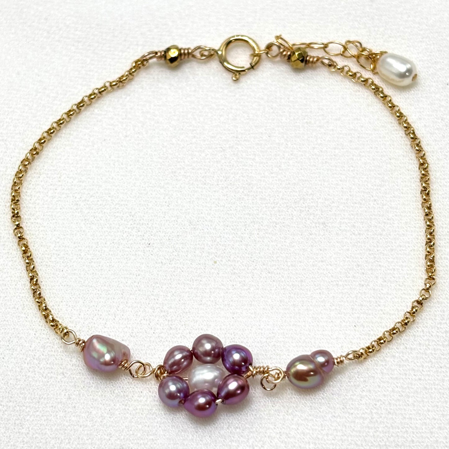 Purple Keshi Daisy Bracelet