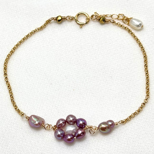 Purple Keshi Daisy Bracelet
