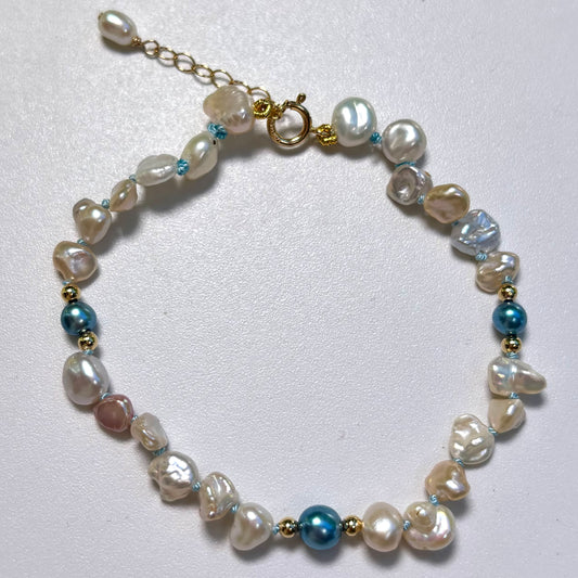 Blue Tahitian Keshi Pearl Ocean Bracelet