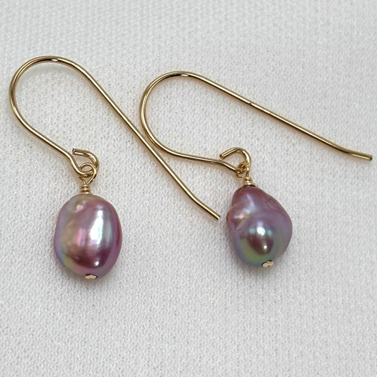 Purple Keshi Pearl Earrings