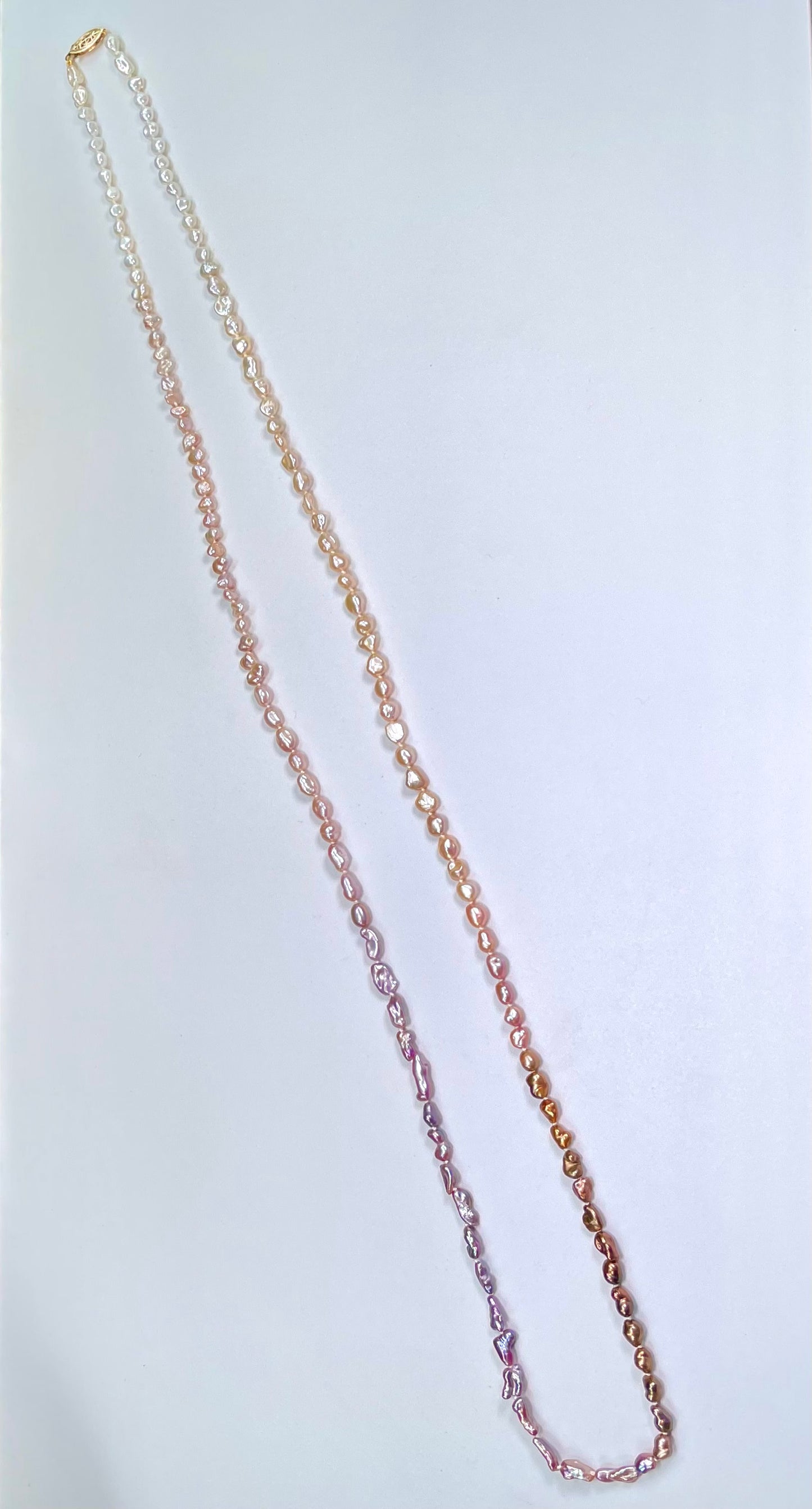 Strawberry Chocolate Ombré Keshi Pearl Long Strand