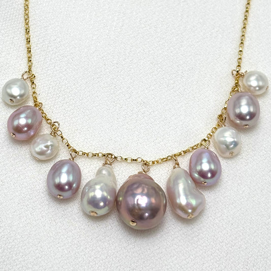 Rosewater Pearl Charm Necklace