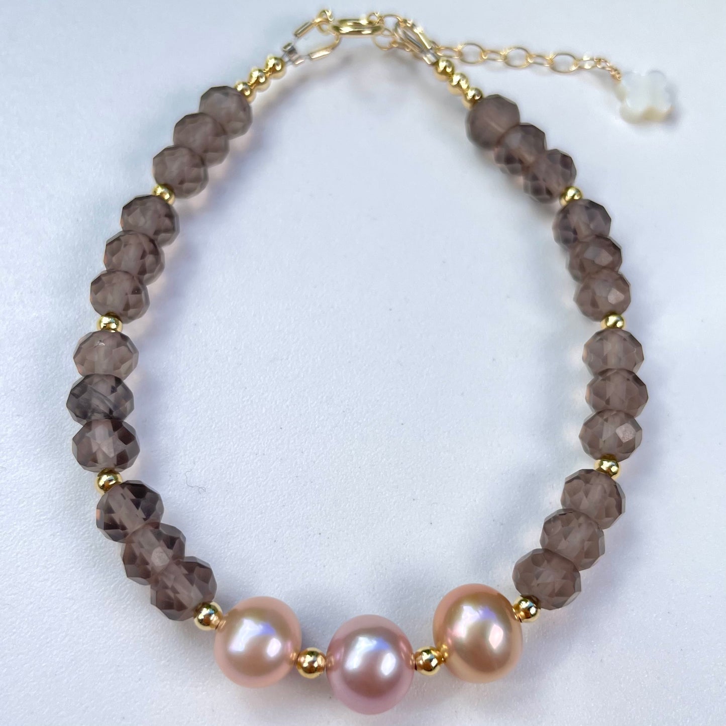 Smoky Quartz Pink Pearl Treasure Bracelet