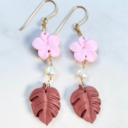 Hawaii White Keshi Clay Earrings