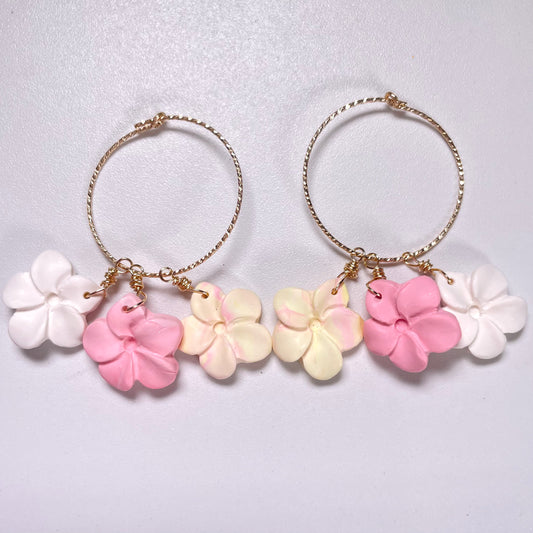 Plumeria Clay Hoop Earrings