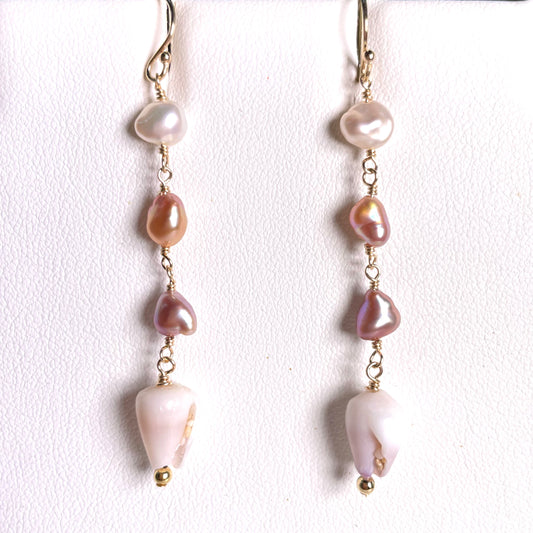Pink Keshi Cone Shell Earrings