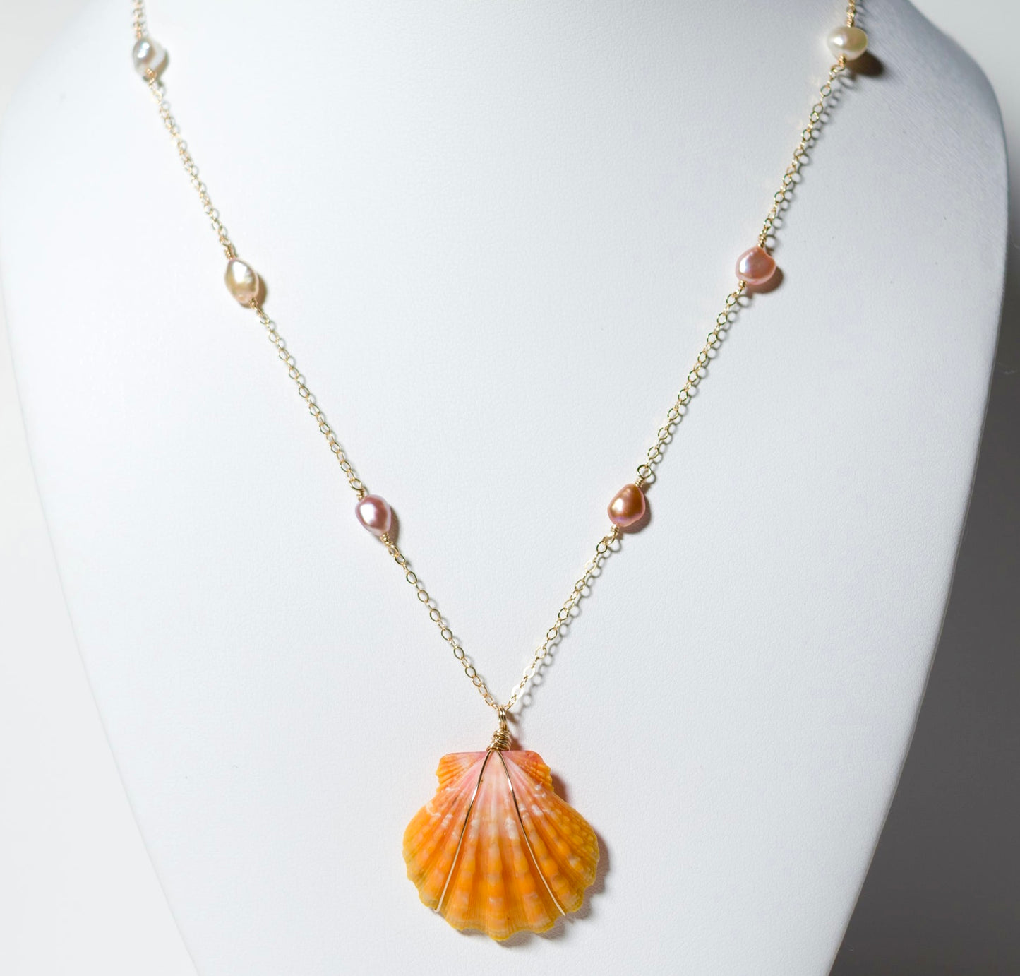 Sunrise Shell Keshi Pearl Necklace