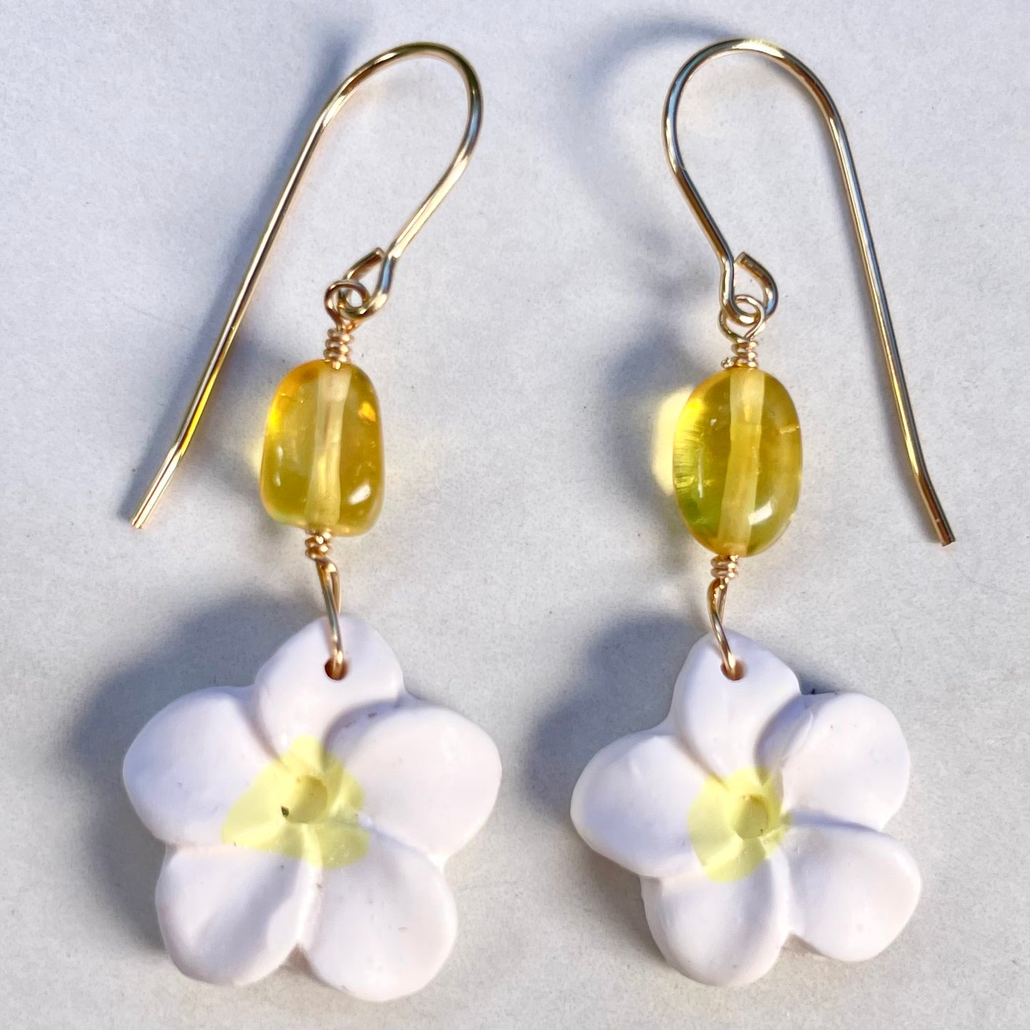 Plumeria Amber Clay Earrings