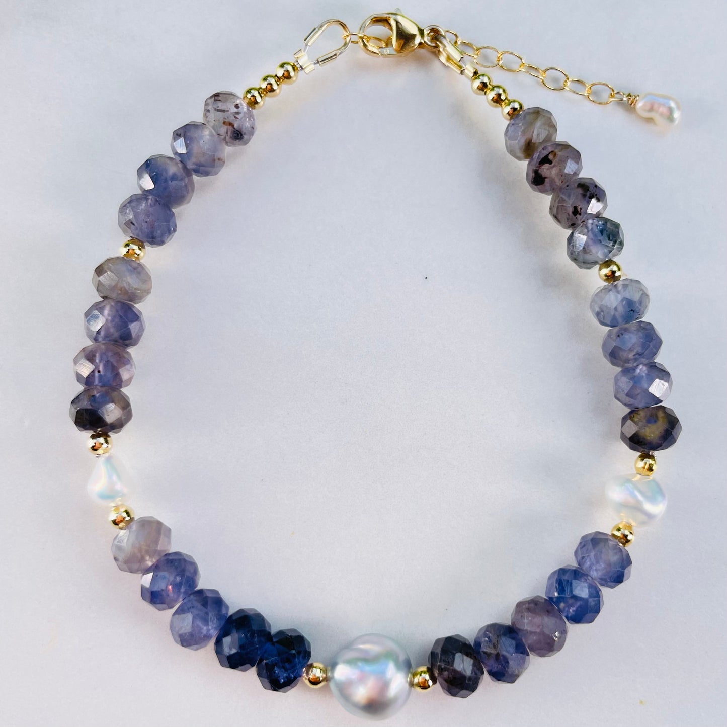 Iolite Tahitian Keshi Treasure Bracelet